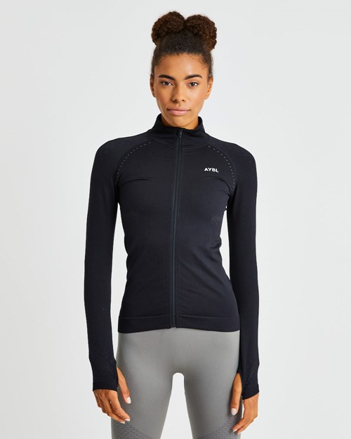 AYBL Ignite Seamless Zip Jacket Svarte | FXNHEL-239