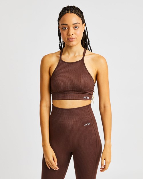 AYBL Luxe Seamless Crop Tank Top Brune | ZVEOUR-165