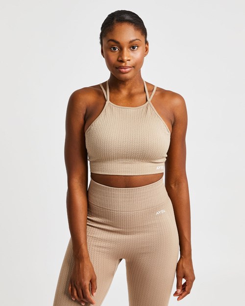 AYBL Luxe Seamless Crop Tank Top Mocha | BTDZJP-854