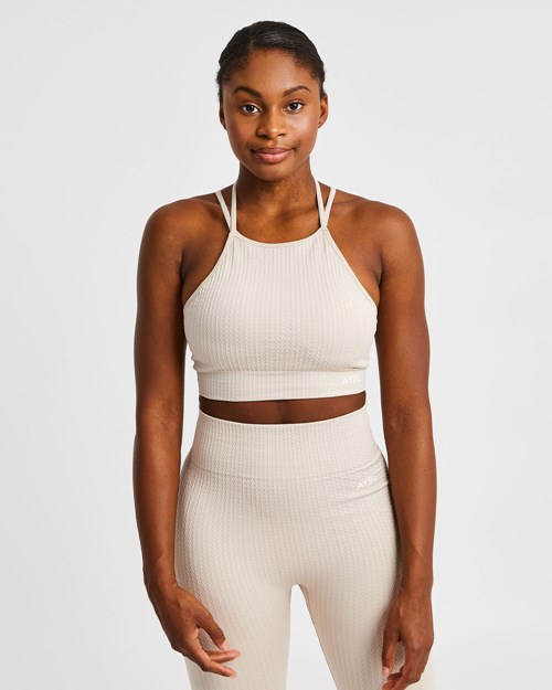 AYBL Luxe Seamless Crop Tank Top Sand | ISODTP-508