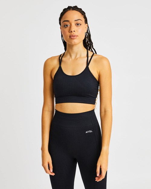 AYBL Luxe Seamless Sports Bra Svarte | UATVBH-184