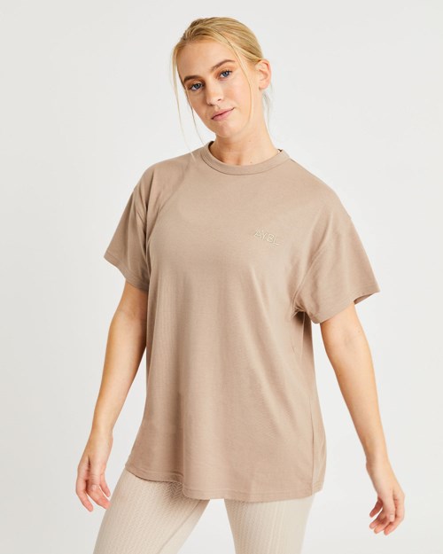 AYBL Luxe T Shirt Mocha | GXKNMC-276