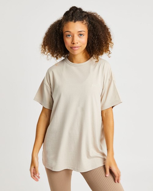 AYBL Luxe T Shirt Sand | RYJLOM-462