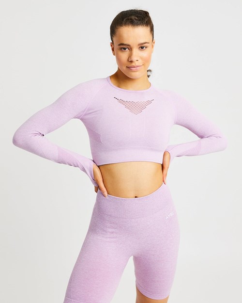 AYBL Motion Seamless Long Sleeve Crop Top Rosa | FZKMYN-207