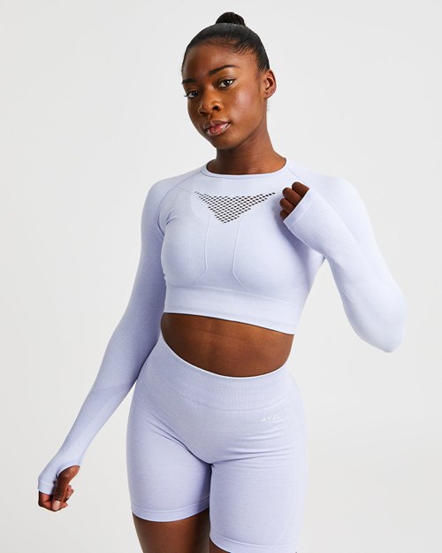AYBL Motion Seamless Long Sleeve Crop Top Blå | QISOBJ-207