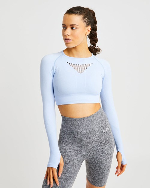 AYBL Motion Seamless Long Sleeve Crop Top Blå | ZYHRUI-680