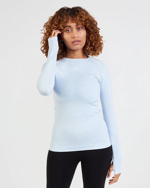 AYBL Motion Seamless Long Sleeve Top Blå | GIFKMH-519