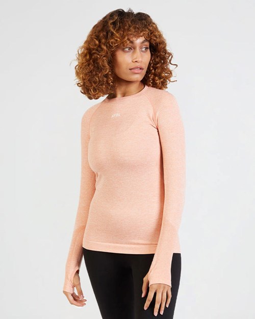 AYBL Motion Seamless Long Sleeve Top Peach | TYJKUZ-752