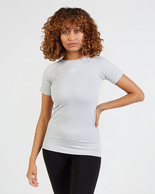AYBL Motion Seamless T Shirt Lyse Grå | YAZBMI-601