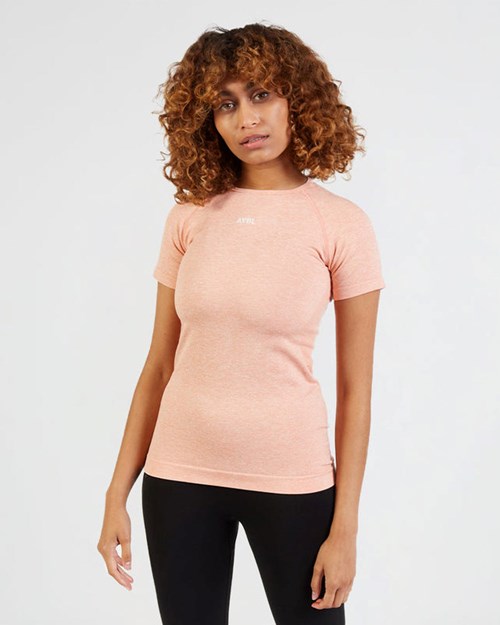 AYBL Motion Seamless T Shirt Peach | QFATWC-694