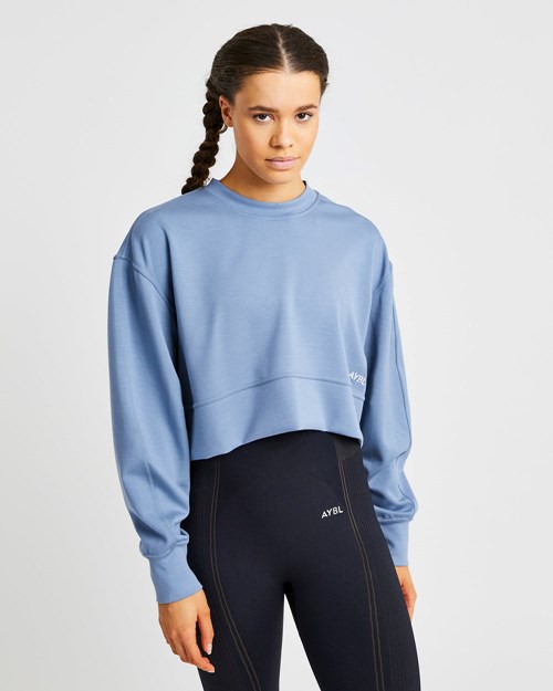 AYBL Oversized Crop Jumper Blå | WVLYUC-318