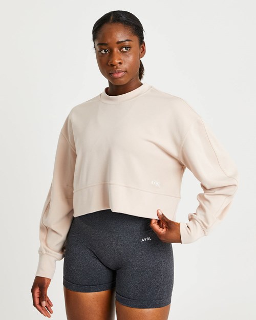 AYBL Oversized Crop Jumper Pisket Krem | ZKVUEQ-153