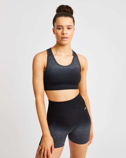 AYBL Pulse Ombré Seamless Sports Bra Black/Grey | LQJMWH-258