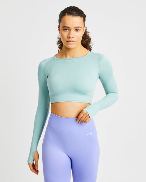 AYBL Reform Seamless Long Sleeve Crop Top Grønn | DUIKOQ-392
