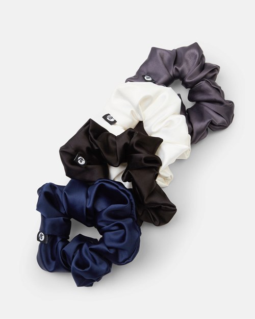AYBL Scrunchie 4 Pack White/Black/Charcoal/Navy | KSJDWR-826