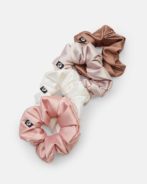 AYBL Scrunchie 4 Pack White/Champagne/Pink/Mocha | YHIPCL-492