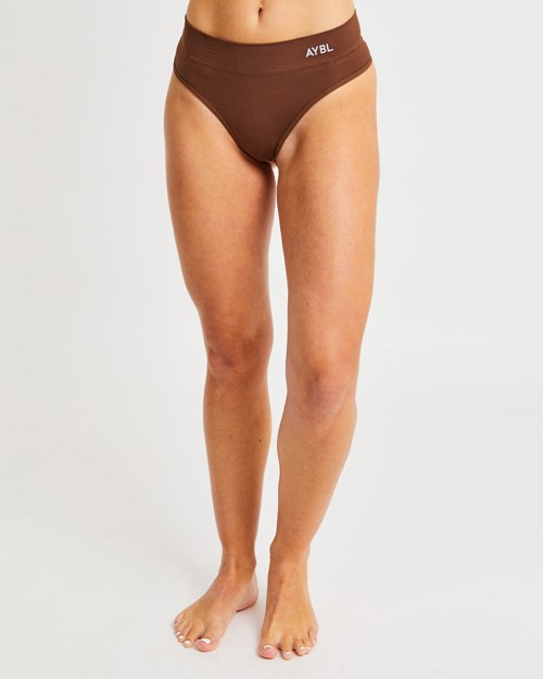 AYBL Seamless High Rise Thong Brune | GWBCSH-832