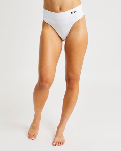 AYBL Seamless High Rise Thong Hvite | BQNWIC-485