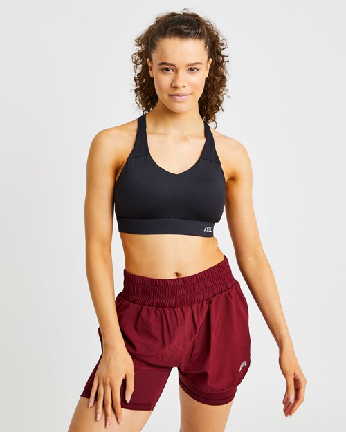AYBL Sportive Open Back Sports Bra Svarte | BVGXDW-473