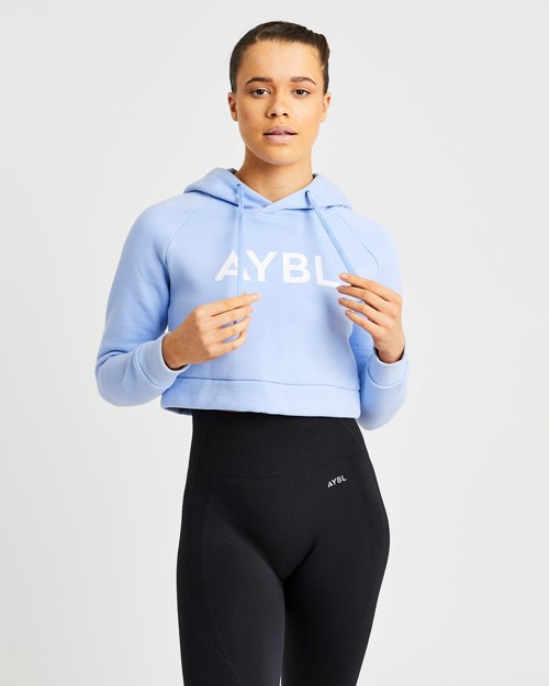 AYBL Staple Crop Hoodie Blå | DABUFK-823