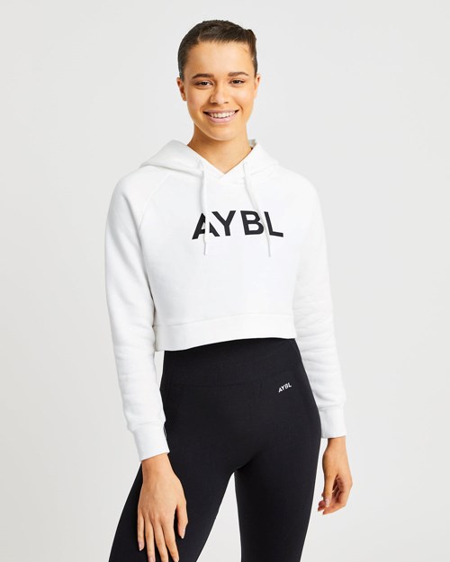 AYBL Staple Crop Hoodie Hvite | AJQVSM-487
