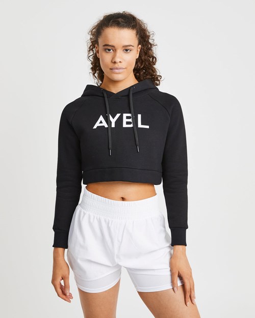AYBL Staple Crop Hoodie Svarte | GIWRSB-501