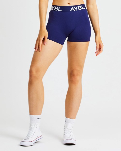 AYBL Staple Seamless Low Rise Shorts Marineblå | RFALBS-315