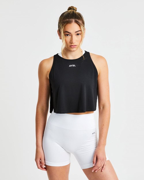 AYBL Strive Crop Vest Svarte | YWZKQE-498