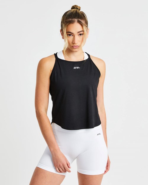 AYBL Strive Strappy Vest Svarte | BNWAOI-109