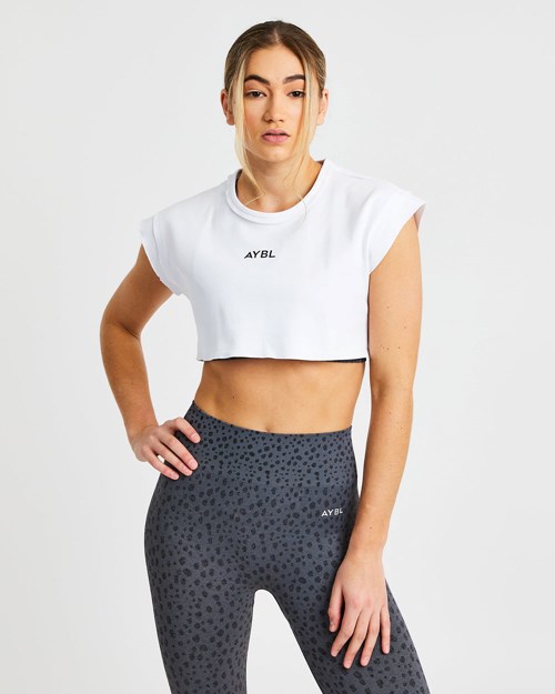 AYBL Trenings Crop Top Hvite | JQGLSX-487