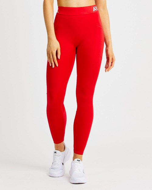 AYBL Trenings Leggings Rød | LSZCQX-453