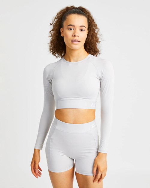 AYBL Trenings Long Sleeve Crop Top Beige | EQVIZK-205