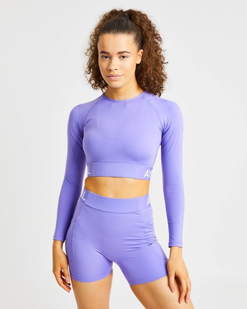 AYBL Trenings Long Sleeve Crop Top Lilla | ELUQAS-629