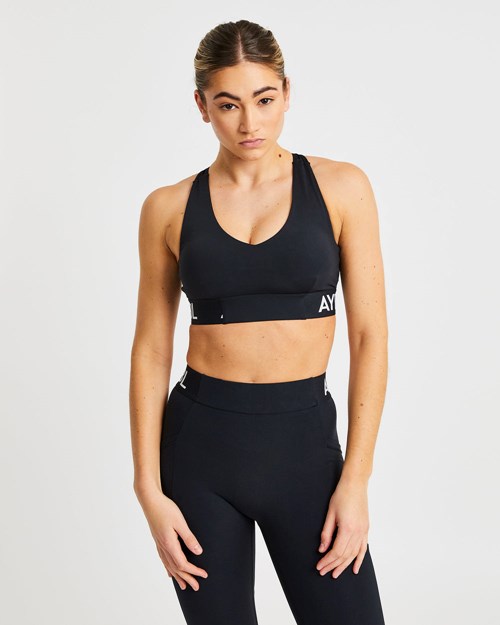 AYBL Trenings Sports Bra Svarte | LOEHFK-397