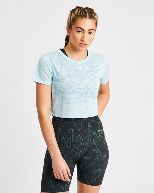 AYBL Velocity Crop T Shirt Blå | ASTPCM-620
