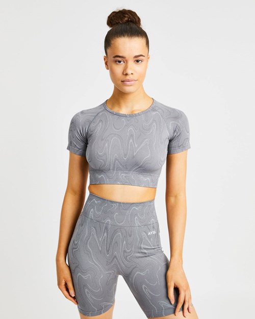 AYBL Velocity Seamless Crop Top Grå | HMSOFK-273