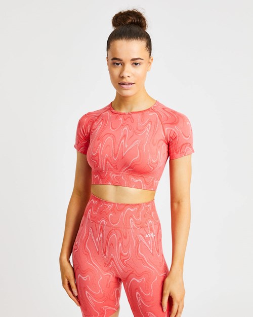 AYBL Velocity Seamless Crop Top Korall | XIAJMH-071