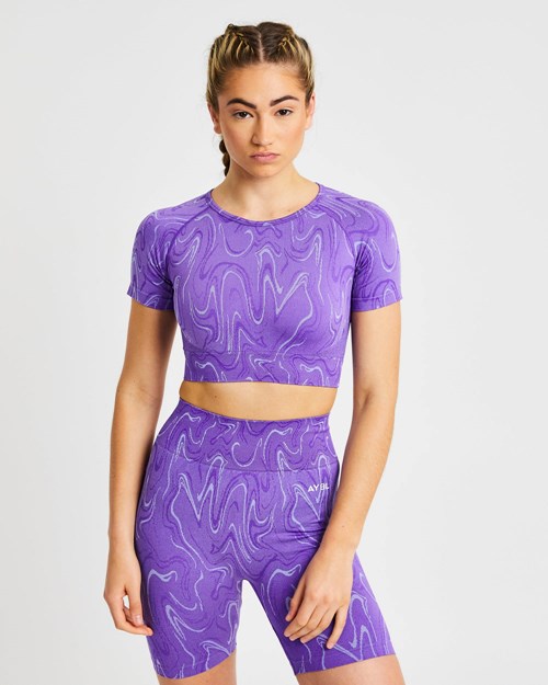 AYBL Velocity Seamless Crop Top Lilla | HFKNEZ-412