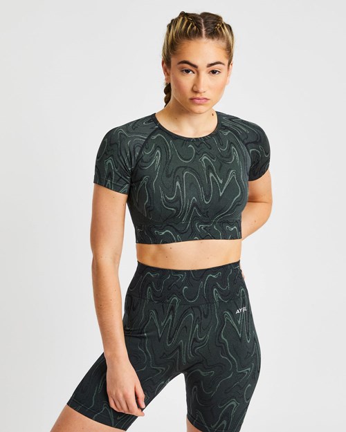 AYBL Velocity Seamless Crop Top Svarte | RXZYQG-652