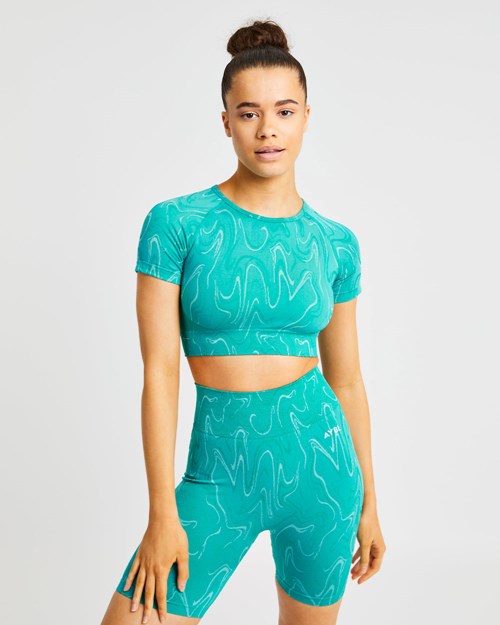 AYBL Velocity Seamless Crop Top Turkis | HQUFET-294